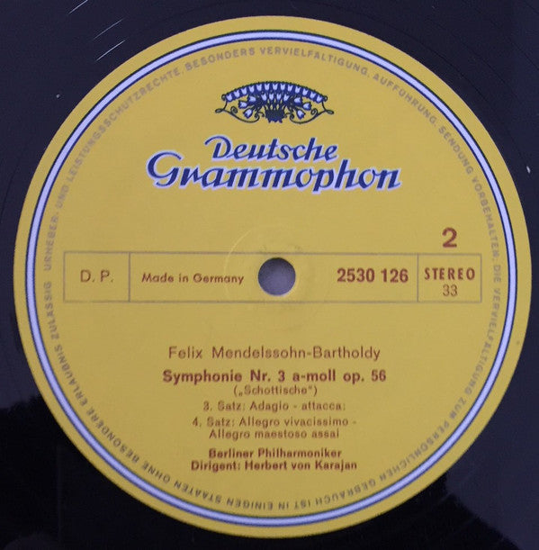 Felix Mendelssohn-Bartholdy - Berliner Philharmoniker • Herbert von Karajan : Symphonie Nr. 3 »Schottische« • Hebriden-Ouvertüre (LP)