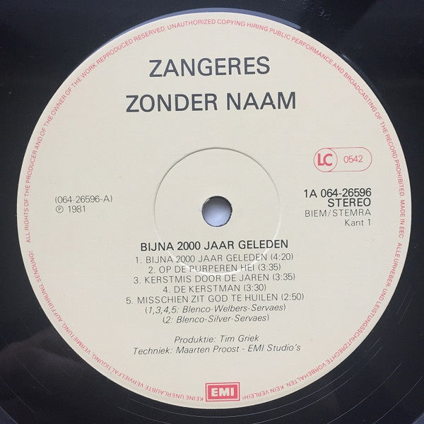 Zangeres Zonder Naam : Bijna 2000 Jaar Geleden (LP, Album)