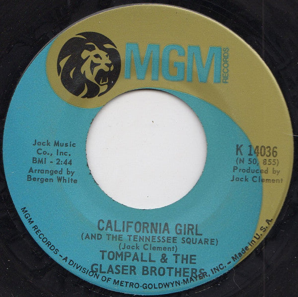 Tompall Glaser & The Glaser Brothers : California Girl (And The Tennessee Square) (7", Single)