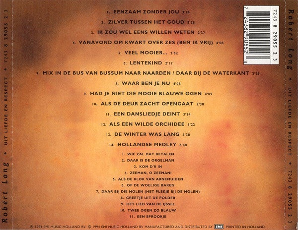 Robert Long : Uit Liefde En Respect (CD, Album)