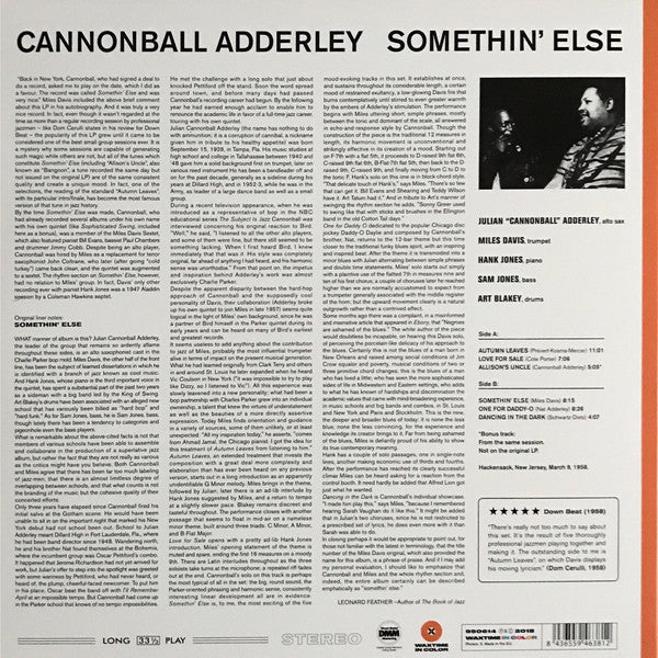 Cannonball Adderley : Somethin' Else (LP, Album, Ltd, RE, Ora)