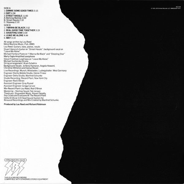 Lou Reed : Street Hassle (LP, Album, RE, RM)