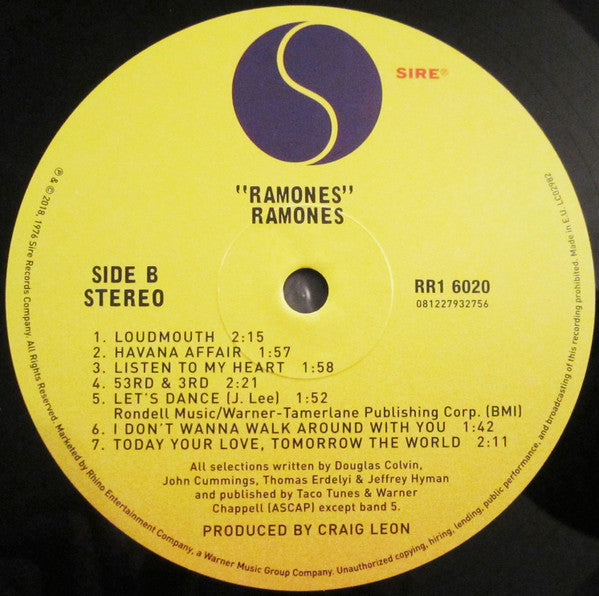 Ramones : Ramones (LP, Album, RE, RM, 180)