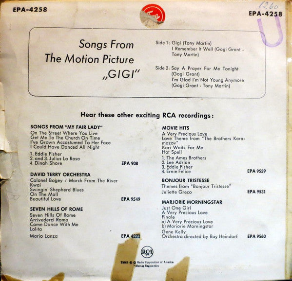 Gogi Grant • Tony Martin (3) With Dennis Farnon And His Orchestra : Songs  From The Motion Picture Gigi (7", EP)