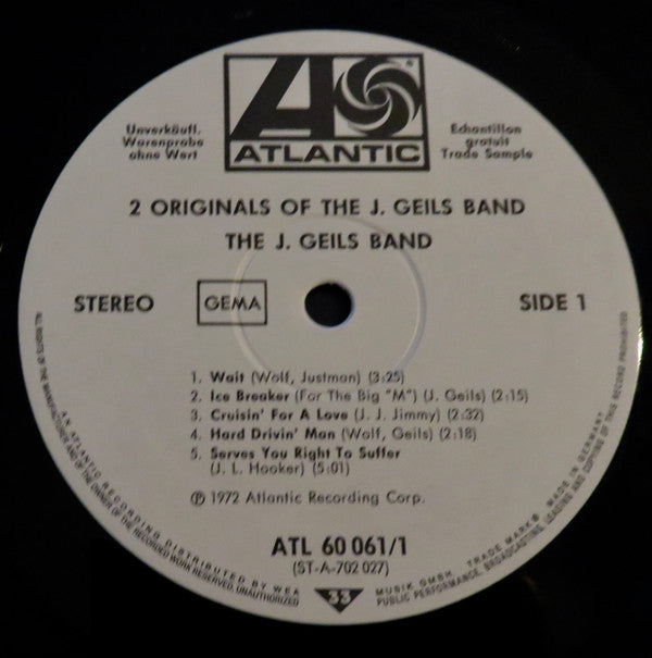 The J. Geils Band : 2 Originals Of J. Geils Band (2xLP, Album, Comp, Promo)