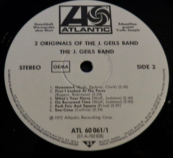 The J. Geils Band : 2 Originals Of J. Geils Band (2xLP, Album, Comp, Promo)