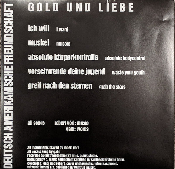 Deutsch Amerikanische Freundschaft : Gold Und Liebe (LP, Album, RE)
