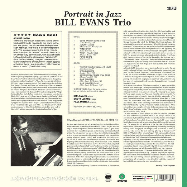 The Bill Evans Trio : Portrait In Jazz (LP, Album, Ltd, RE, Gre)