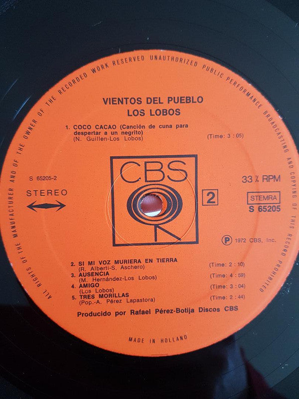 Los Lobos (2) : Vientos Del Pueblo (LP, Album)
