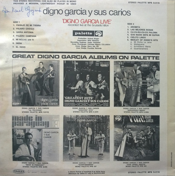 Digno Garcia Y Sus Carios : Digno Garcia Live! (LP, Album)