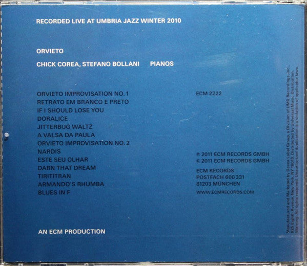 Chick Corea / Stefano Bollani : Orvieto (CD, Album)