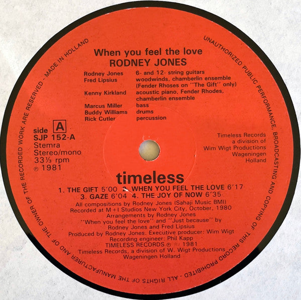 Rodney Jones : When You Feel The Love (LP, Album)
