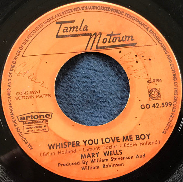 Mary Wells : Whisper You Love Me Boy (7", Single)