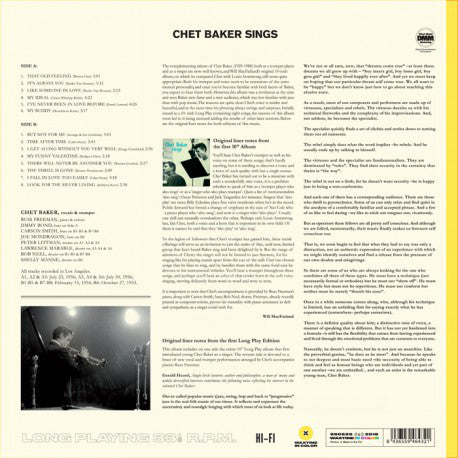 Chet Baker : Chet Baker Sings (LP, Album, Mono, RE, Yel)