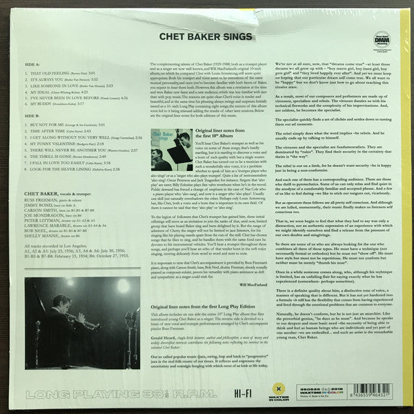 Chet Baker : Chet Baker Sings (LP, Album, Mono, RE, Yel)