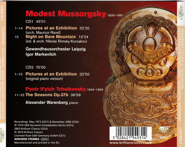 Modest Mussorgsky - Igor Markevitch, Gewandhausorchester Leipzig, Alexander Warenberg : Pictures At An Exhibition (2xCD, Comp)