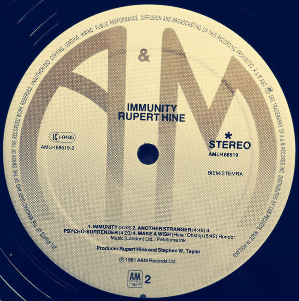 Rupert Hine : Immunity (LP, Album)