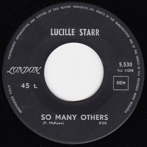 Lucille Starr : So Many Others  / Gone (7", Single)