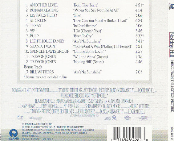 Various : Notting Hill (Music From The Motion Picture) (CD, Comp)