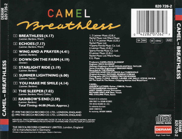 Camel : Breathless (CD, Album, RE, RM)