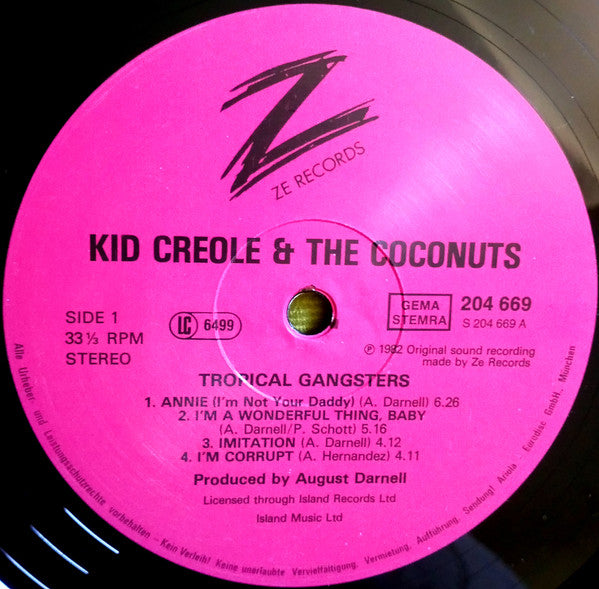 Kid Creole & The Coconuts* : Tropical Gangsters (LP, Album)