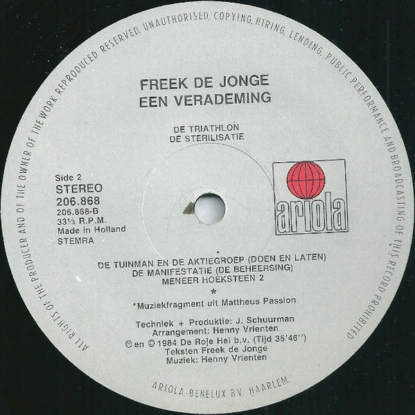 Freek de Jonge : Een Verademing (LP, Album)