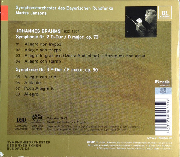 Johannes Brahms, Symphonie-Orchester Des Bayerischen Rundfunks, Mariss Jansons : Symphonien Nr. 2 & 3 (SACD, Hybrid, Multichannel)