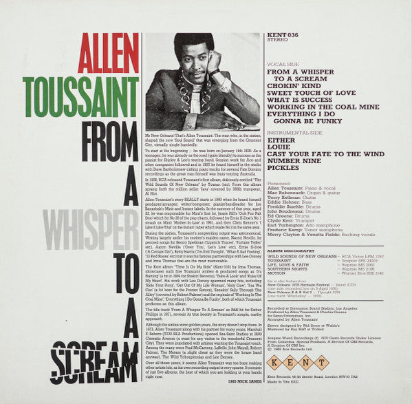 Allen Toussaint : From A Whisper To A Scream (LP, Album, RE)