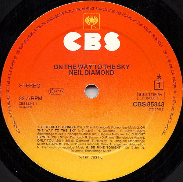 Neil Diamond : On The Way To The Sky (LP, Album)