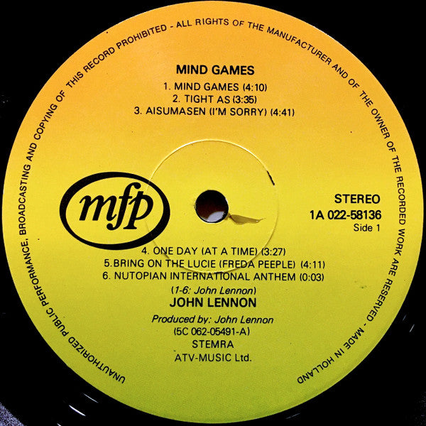 John Lennon : Mind Games (LP, Album, RE)