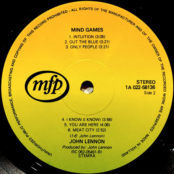 John Lennon : Mind Games (LP, Album, RE)
