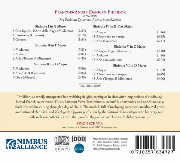 François-André Danican Philidor* - Ars Antiqua* With Elizabeth Wallfisch : Six Parisian Quartets; L'Arte De La Modulation (CD, Album)
