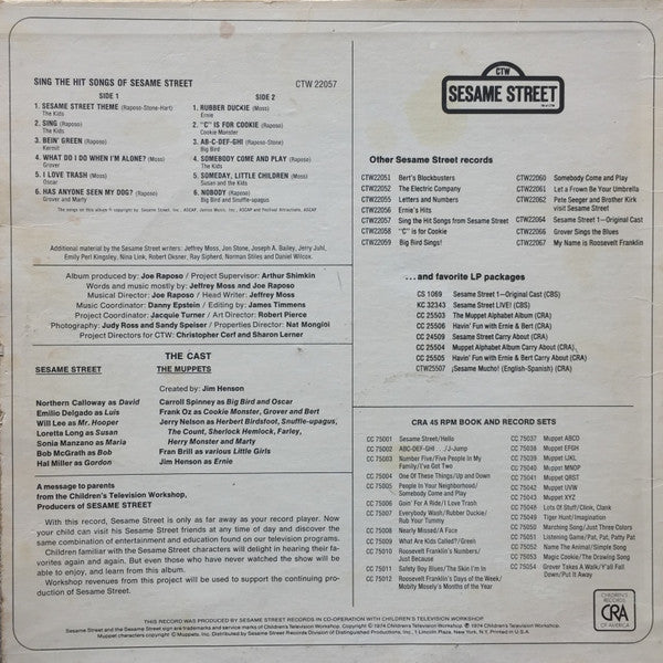 Sesame Street : Sing The Hit Songs Of Sesame Street (LP, Comp, Kee)