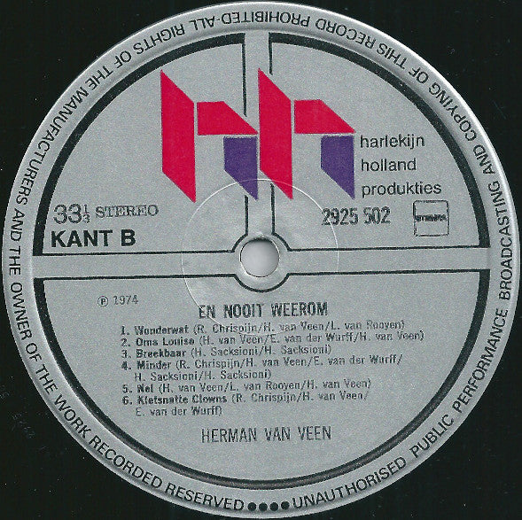 Herman van Veen : En Nooit Weerom (LP, Album)