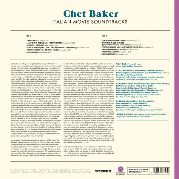 Chet Baker : Italian Movie Soundtracks (LP, Ltd, RE, Pur)