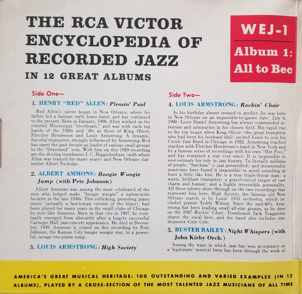 Various : The RCA Victor Encyclopedia Of Recorded Jazz: Album 1 All to Bec (2x7", EP, Comp)