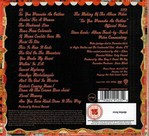 Steve Earle & The Dukes : So You Wannabe An Outlaw (CD, Album, Dlx + DVD, NTSC)