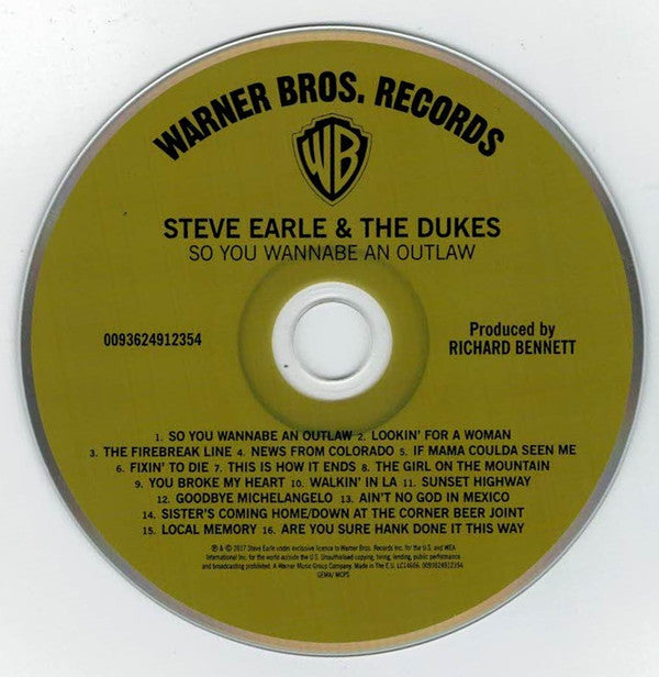 Steve Earle & The Dukes : So You Wannabe An Outlaw (CD, Album, Dlx + DVD, NTSC)