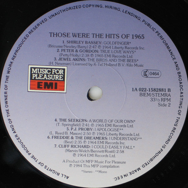 Various : Those Were The Hits Of 1965 (LP, Comp)