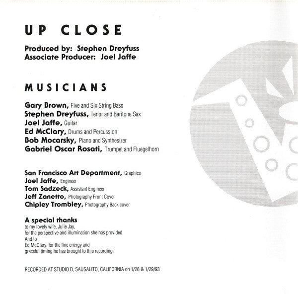 Stephen Dreyfuss : Up Close (CD, Album)