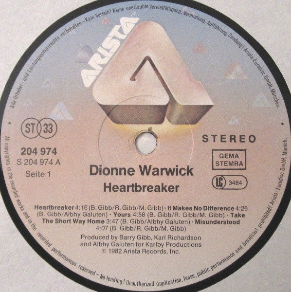 Dionne Warwick : Heartbreaker (LP, Album)