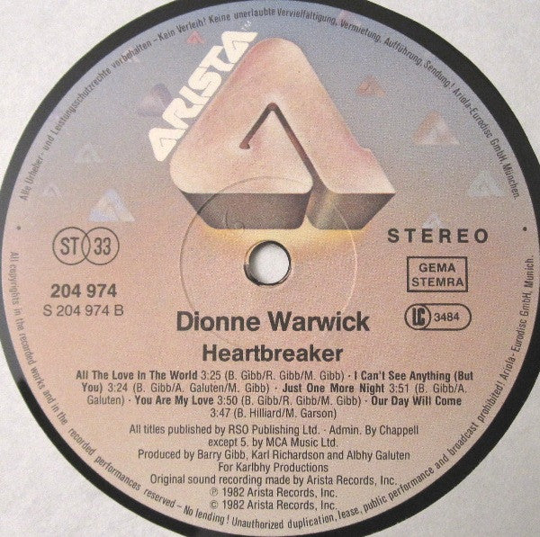 Dionne Warwick : Heartbreaker (LP, Album)