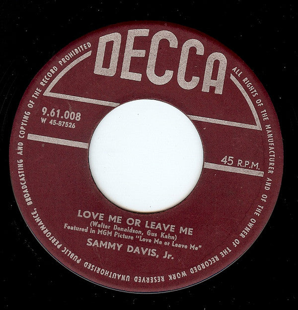 Sammy Davis Jr. : Something's Gotta Give / Love Me Or Leave Me (7")