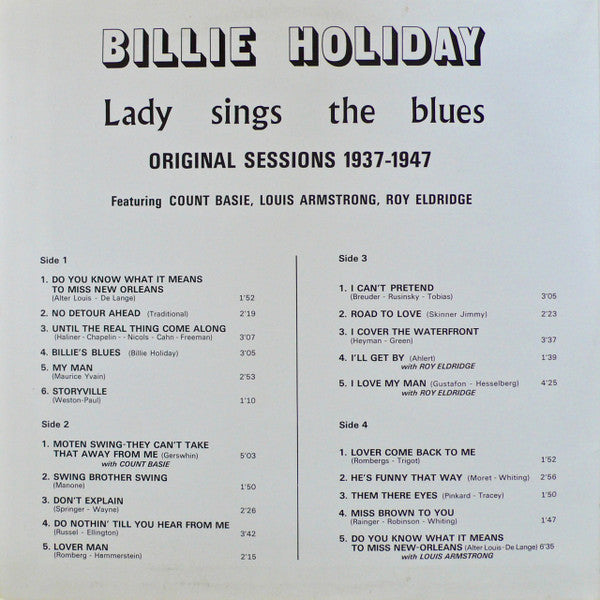 Billie Holiday : Lady Sings The Blues (Original Sessions 1937-1947) (2xLP, Comp, Mono, RE)