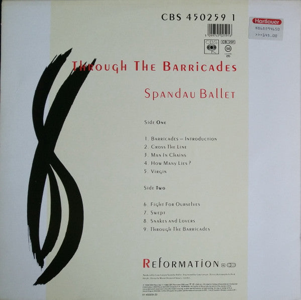 Spandau Ballet : Through The Barricades (LP, Album, wit)