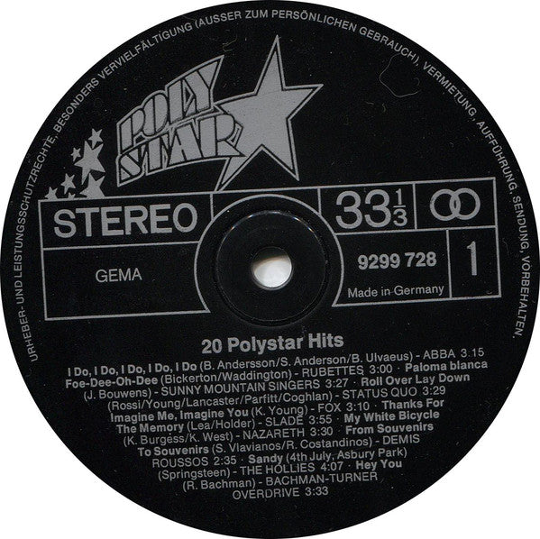 Various : 20 Polystar Hits (LP, Comp)