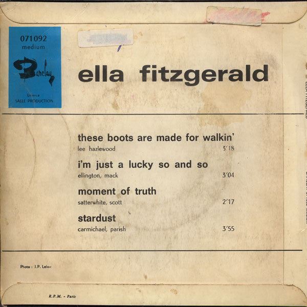 Ella Fitzgerald : These Boots Are Made For Walkin' / I'm Just A Lucky So And So / Moment Of Truth / Stardust (7", EP)