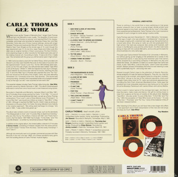 Carla Thomas : Gee Whiz (LP, Album, Ltd, RE, 180)