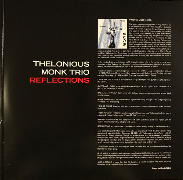 Thelonious Monk Trio : Reflections (LP, Album, Comp, Ltd, RE, 180)