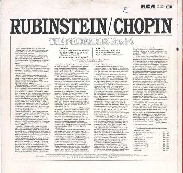 Arthur Rubinstein : Polonaises Nos. 1-6 (LP, RE)